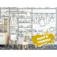 Checkroom Abnehmbare Coloring Tapete/Peel & Stick Paint It Yourself Serie von LandscapeWalls