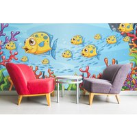 Fisch Abnehmbares Vinyl Wandbild/Peel & Stick Cartoon Tapete Druck von LandscapeWalls