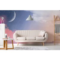 Pastell Farbe Himmel Abnehmbares Vinyl Wandbild/Peel & Stick Handgemalt Aquarell Tapete Druck von LandscapeWalls