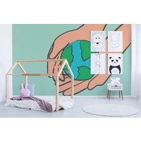 Planet Erde Abnehmbares Vinyl Wandbild/Peel & Stick Globus Tapete Foto von LandscapeWalls