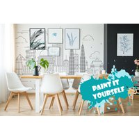 Skyline Abnehmbare Coloring Wallpaper/Peel & Stick Tapete Paint It Yourself Serie von LandscapeWalls