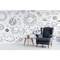 Space Doodle Abnehmbares Vinyl Wandbild/Peel & Stick Tapete Foto von LandscapeWalls