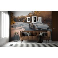 Sportwagen Abnehmbares Vinyl Wandbild/Peel & Stick Auto Tapete Speeding Druck von LandscapeWalls