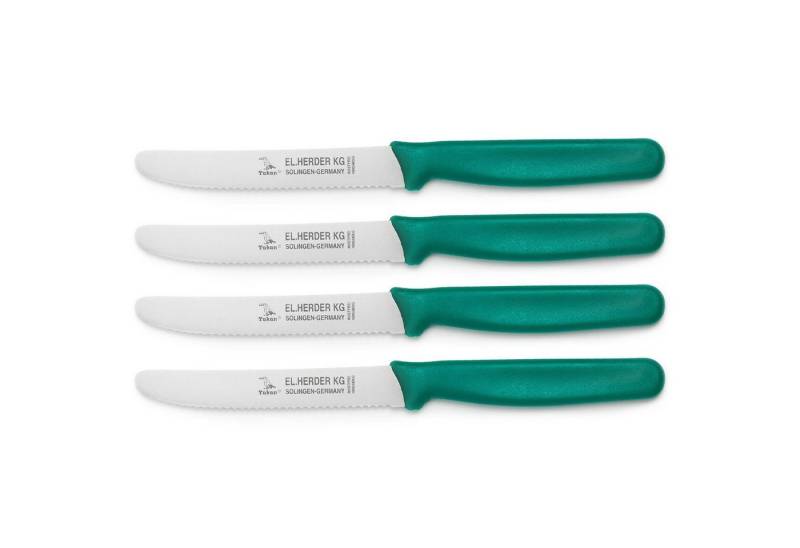 Landshop24 Brötchenmesser Brotmesser Tomatenmesser Tafelmesser 4er Set grün, Edelstahl (Spezialstahl 1.4116) konisch geschliffen von Landshop24