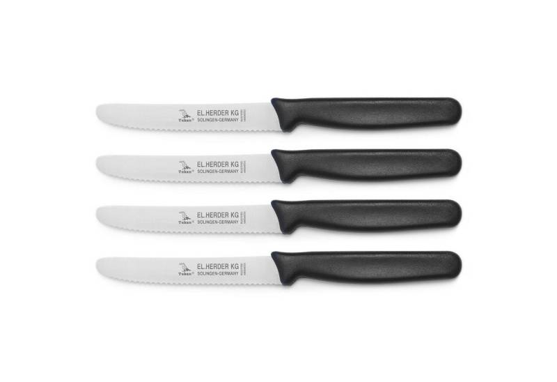 Landshop24 Brötchenmesser Brotmesser Tomatenmesser Tafelmesser 4er Set schwarz, Edelstahl (Spezialstahl 1.4116) konisch geschliffen von Landshop24