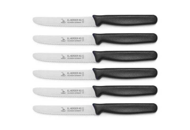 Landshop24 Brötchenmesser Brotmesser Tomatenmesser Tafelmesser 6er Set schwarz, Edelstahl (Spezialstahl 1.4116) konisch geschliffen von Landshop24