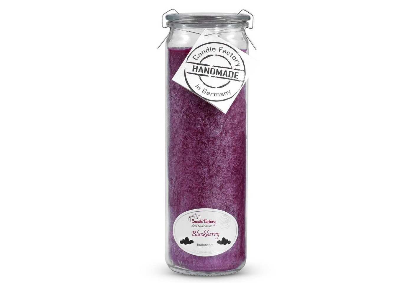 Landshop24 Duftkerze Candle-Factory Duftkerze aus Stearin im Weckglas Big Jumbo (Duft "Blackberry), brennt bis zu 100h von Landshop24