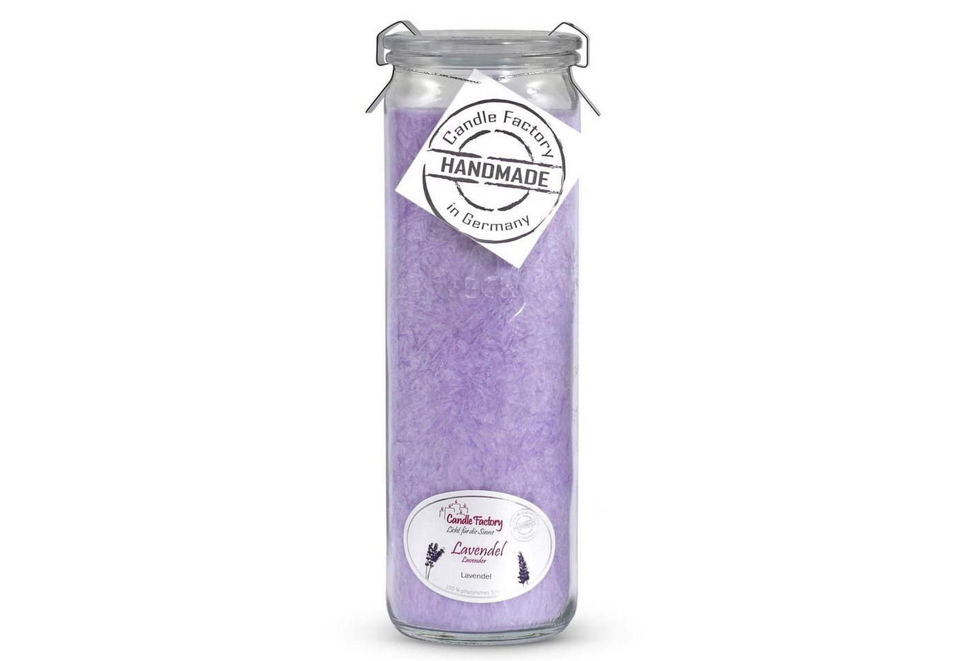 Landshop24 Duftkerze Candle-Factory Duftkerze aus Stearin im Weckglas Big Jumbo (Duft "Lavendel), brennt bis zu 100h von Landshop24