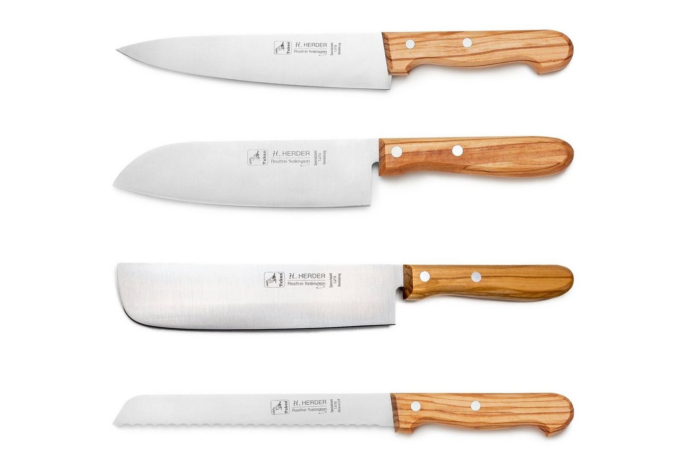 Landshop24 Kochmesser Santoku, Kochmesser, Nakirimesser, Brotmesser, Gemüsemesser 4er Set, Hergestell in Solingen, Deutschland von Landshop24