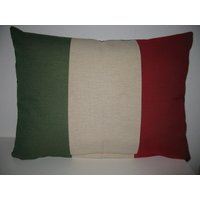 Gr. Zierkissen Hülle Flagge Italien Gobelinstoff Und Schwarzer Canvasstoff Rückseitig Chillen Ausruhen Dekokissen Bella Italia Kissenhülle von Landwerke