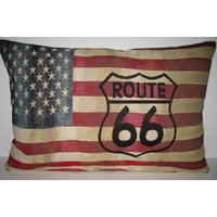 Route 66 Große Usa Zierkissen Hülle Stars & Stripes Flagge Amerika Kissenhülle von Landwerke