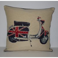 Zierkissen Hülle Union Jack Roller Gobelinstoff Rückseite Aus Dunkelblauem Kordstoff England Gb Great Britain Queen Kind von Landwerke