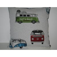 Zierkissenhülle Kissenhülle Bus Aus Gobelin - Und Jeansstoff Genäht Peace Chillen Surfen Freiheit Meer Campen Urlaub Beach Strand Wasser Edel von Landwerke