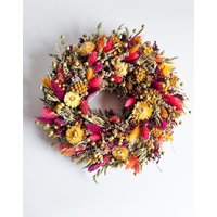 Trockenblumenkranz I Tischdeko Geschenkidee Freundin Türkranz Bunt Herbstkranz Kranz Für Den Tisch Tischkranz Artikel 149 von LandwerkeShop