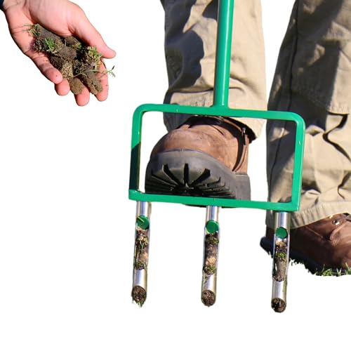 Landzie Gabel-Rasenbelüfter, manuelles Entkernungswerkzeug, 106,7 cm, Robustes Edelstahl-Gras-Dethatcher und Rasenbelüftungswerkzeug mit austauschbaren Zinken für komprimierten Boden von Landzie