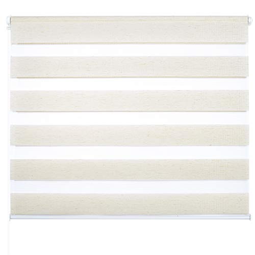 Doppelrollo ohne Bohren Klemmfix, Duo Rollo Seitenzugrollo mit Klämmträgern, Sicht und Sonnenschutz für Fenster Tür Wand, lichtdurchlässig u. Verdunkelnd (Buche, 75 x 150 cm) von Laneetal