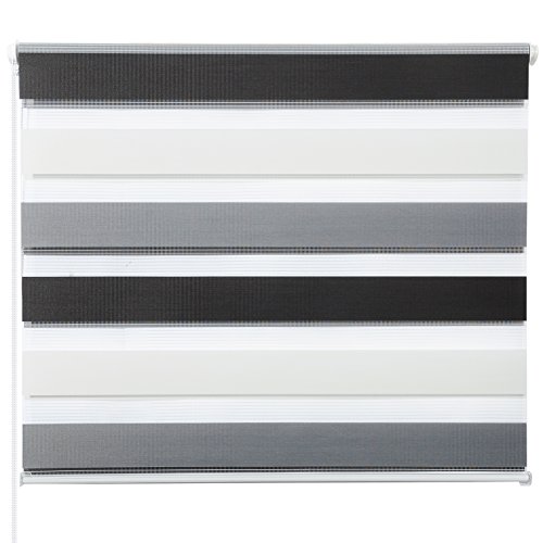 Doppelrollo ohne Bohren Klemmfix, Duo Rollo Seitenzugrollo mit Klämmträgern, Sicht und Sonnenschutz für Fenster Tür Wand, lichtdurchlässig u. Verdunkelnd (Weiß+Grau+Anthrazit, 70 x 150 cm) von Laneetal