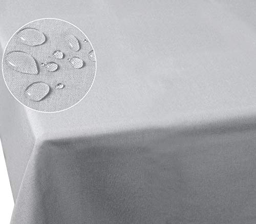 Laneetal 0800024 Tischdecke Leinendecke Leinenoptik Wasserabweisend Lotuseffekt Tischtuch Fleckschutz pflegeleicht abwaschbar schmutzabweisend Eckig 130x160 cm Hellgrau von Laneetal
