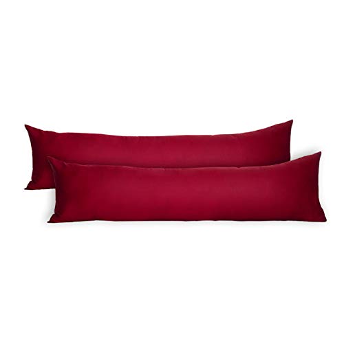 Laneetal 2 Set Kissenbezug 40x145cm Bordeaux - 100% Baumwolle Kissenhülle mit Reißverschluss, Weicher Kissenbezüge Doppelpack Seitenschläferkissenbezug (Ohne Füllung) von Laneetal