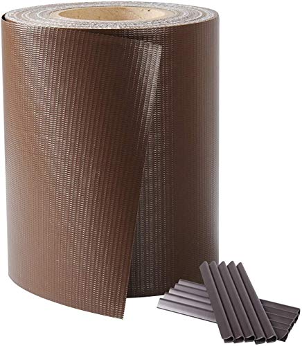 Laneetal PVC Sichtschutzstreifen Doppelstabmatten 0,19x140 m Sichtschutz Gartenzaun Sichtschutzfolie Balkon Zaun Braun, 450g /m² von Laneetal