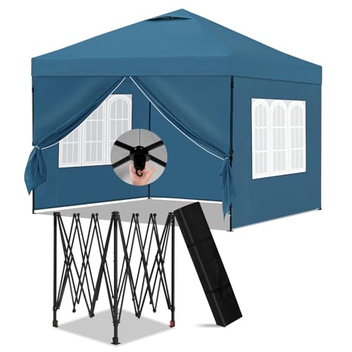 Laneetal Pavillon 3x3 m, Faltpavillon mit Seitenwänden, wasserfest stabil Winterfest, Outdoor Gartenpavillon, Partyzelt Gartenzelt, höhenverstellbar, UV Schutz, Metallrahmen, Blau von Laneetal