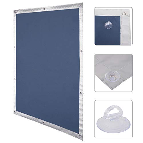 Laneetal Sonnenschutz Dachfensterrollo Rollo für Dachfenster in 48x93 cm Blau Tragbare Beschichtung Verdunklungsrollo mit 6 stabil Saugnäpfen ohne Bohren für Fenster & Türen von Laneetal