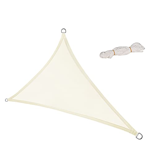 Laneetal Sonnensegel 3,6x3,6x5,1m dreieckig 160g/m² Polyester Sonnenschutz Schattenspender UV Schutz für Garten Balkon Terrasse Creme von Laneetal