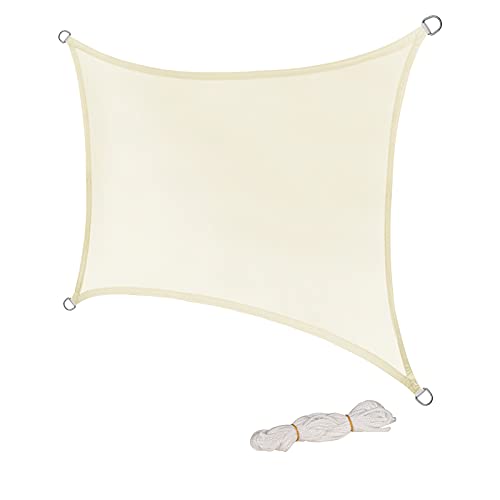 Laneetal Sonnensegel 3x5m rechteckig 160g/m² Polyester Sonnenschutz Schattenspender UV Schutz für Garten Balkon Terrasse Creme von Laneetal