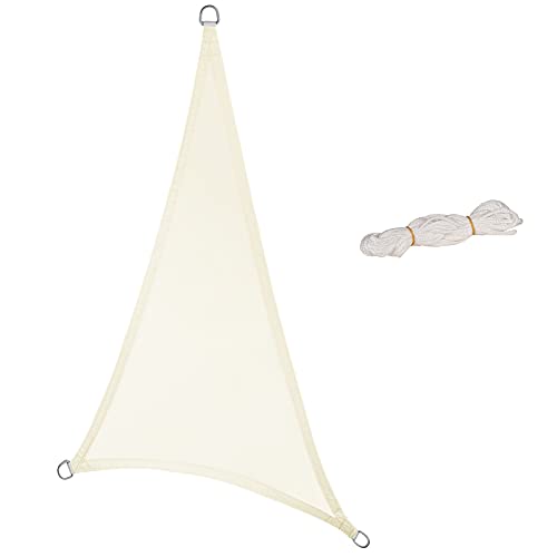 Laneetal Sonnensegel 5x7x7m dreieckig 160g/m² Polyester Sonnenschutz Schattenspender UV Schutz für Garten Balkon Terrasse Creme von Laneetal