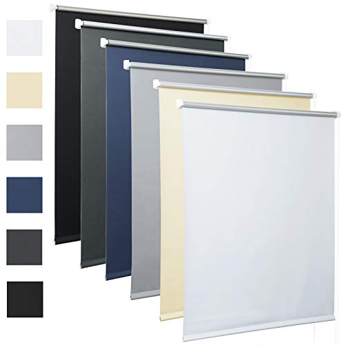 Laneetal Thermorollo mit Beschichtung Verdunklungsrollo in Grau 120 x 210 cm Klemmrollo für Fenster & Tür Klemmfix ohne Bohren Fensterrollo Seitenzugrollo von Laneetal