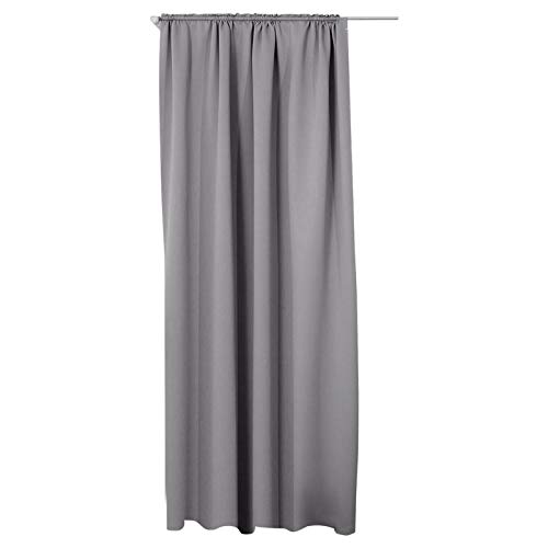 Laneetal Thermovorhang, Verdunklungsvorhang für Wohnzimmer Schlafzimmer, Blickdicht, mit Kräuselband für Schiene, 250g/m² Schwere Wärmeisolierende, Dunkelgrau von Laneetal