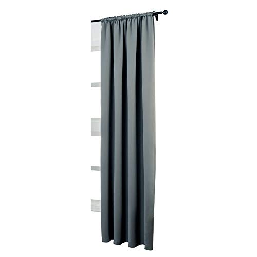 Laneetal Thermovorhang, Verdunklungsvorhang für Wohnzimmer Schlafzimmer, Blickdicht, mit Kräuselband für Schiene, 250g/m² Schwere Wärmeisolierende, 140 x 245 cm, Schiefer Grau von Laneetal