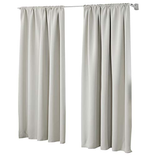 Laneetal 2er Set Gardinen, Verdunklungsvorhänge für Wohnzimmer Kinderzimmer, Blickdicht, Kräusebänder für Schiene, 250 g/m², kälteschutz lichtdicht, 135 x 225 cm, Creme von Laneetal