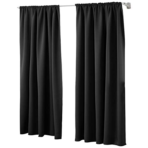 Laneetal 2er Set Gardinen, Verdunklungsvorhänge für Wohnzimmer Kinderzimmer, Blickdicht, Kräusebänder für Schiene, 250 g/m², kälteschutz lichtdicht, 140 x 225 cm, Schwarz Laneetal 2er Set Gardinen, Verdunklungsvorhänge für Wohnzimmer Kinderzimmer, Blickdicht, Kräusebänder für Schiene, 250 g/m², kälteschutz lichtdicht, 140 x 225 cm, Schwarz von Laneetal