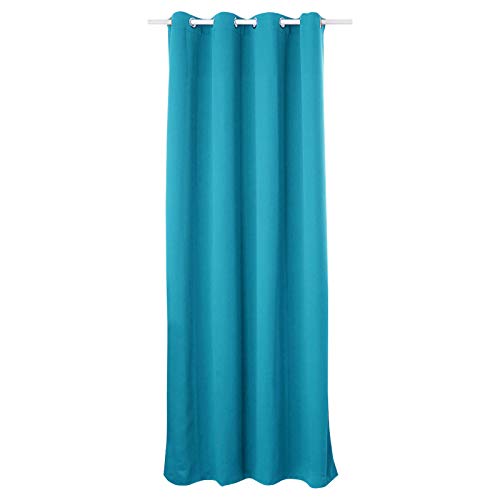 Laneetal Verdunkelungsgardine mit Ösen, Vorhang Blickdicht, Verdunklungsvorhang, Thermovorhang für Schlafzimmer, Gardine Lichtundurchlässig, Ösenschal, Ösenvorhang, Türkis, 135x175 cm, 1 Stück von Laneetal