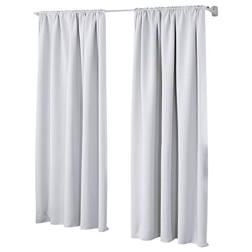 Laneetal 2er Set Gardinen, Verdunklungsvorhänge für Wohnzimmer Kinderzimmer, Blickdicht, Kräusebänder für Schiene, 250 g/m², kälteschutz lichtdicht, Weiß von Laneetal