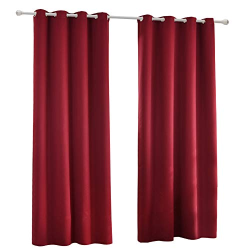 Verdunklungsvorhang mit Ösen 2 Stücke Leichter Thermovorhang Blickdicht Verdunklungsgardine in Bordeaux 135x245 cm Thermogardine für Schlafzimmer Gardine Lichtundurchlässig von Laneetal
