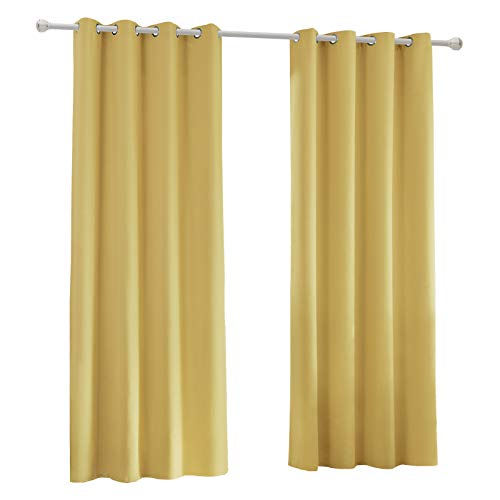 Verdunklungsvorhang mit Ösen 2 Stücke Leichter Thermovorhang Blickdicht Verdunklungsgardine in Gelb 135x225 cm Thermogardine für Schlafzimmer Gardine Lichtundurchlässig von Laneetal