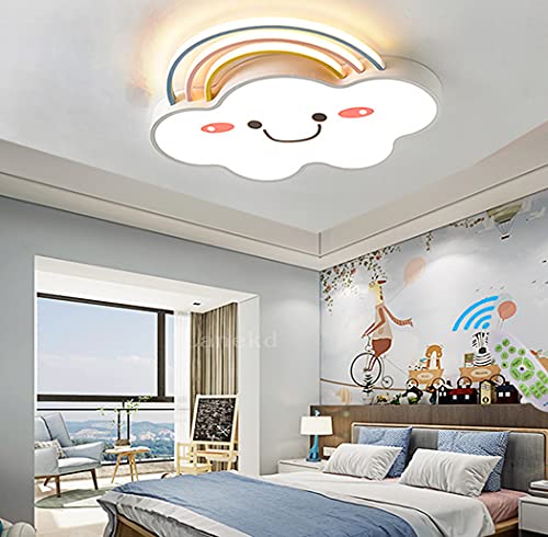 Deckenleuchte LED Moderne Kinderlampe Kinderzimmer Jungen Mädchen Deckenlampe Regenbogen Wolken Lampe Dimmbar 3000K-7000K Wohnzimmer Pendellampe Mit Fernbedienung Interior Schlafzimmer Decke Lampe von Lanekd