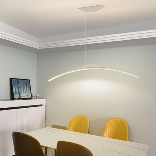 Dimmbar Esstisch Esszimmer LED Pendelleuchte Modern Wohnzimmer Hängeleuchte Hängelampe mit Fernbedienung Küche Pendelleuchte Deckenleuchte Höhenverstellbar Schlafzimmer Büro (Weiß, L100cm) von Lanekd