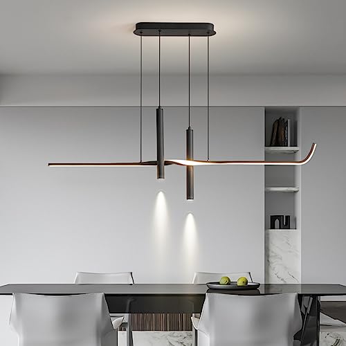 Dimmbare LED Hängeleuchte 56W Moderne Esstisch Pendelleuchte Wohnzimmer Hängeleuchte Linear Design LED Hängende Lampe Höhenverstellbar Kronleuchter für Esszimmer Küche Landhaus Pendellampe von Lanekd