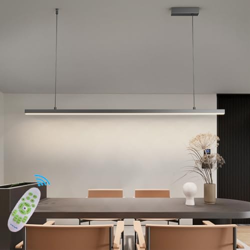 Dimmbare LED Pendelleuchte Esstischlampe LED Küchen Hängelampe Schwarz Pendellampe Moderne linear Design Höhenverstellbar Kronleuchter für Küche Esszimmer Leuchten (Schwarz, L120CM) von Lanekd