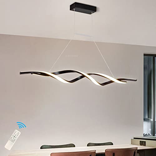 Esstisch Lampen LED Pendelleuchte Esszimmerlampe Wohnzimmer Hängelampe Dimmbar Landhaus Decken Leuchten Moderne Höhenverstellbar Schlafzimmer Büro Bad Küchen Kronleuchter (Schwarz, L120CM) von Lanekd