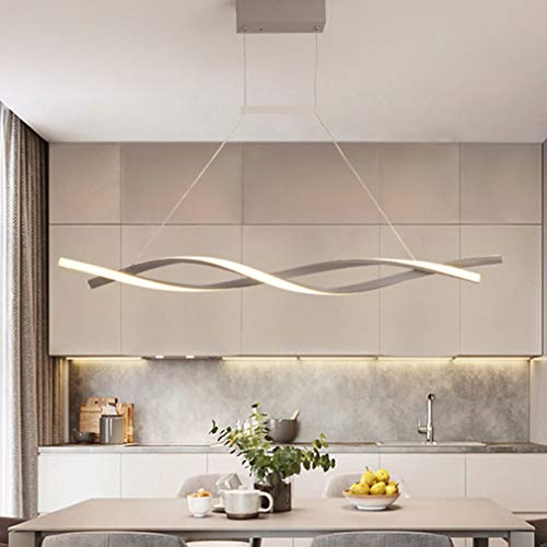 Esstisch Lampen LED Pendelleuchte Esszimmerlampe Wohnzimmer Hängelampe Dimmbar Landhaus Decken Leuchten Moderne Höhenverstellbar Schlafzimmer Büro Bad Küchen Kronleuchter (Grau, L80CM) von Lanekd