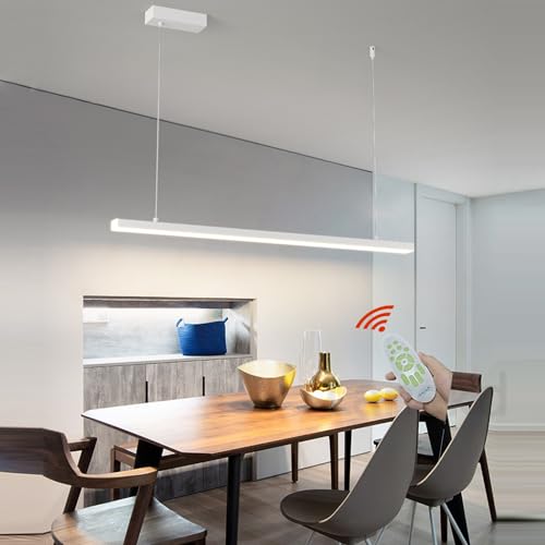 Esstischlampe Hängelampe Esstisch Esszimmer LED Pendelleuchte Schwarz Dimmbar Esszimmerlampe Wohnzimmer Hängend lampe Modern Linear Design Deckenleuchte Höhenverstellbar Büro Hotel Bar Hängeleuchte von Lanekd