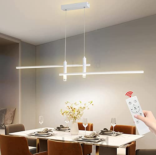 Esstischlampe LED Pendelleuchte Dimmbar L150cm Esstisch Esszimmer Hängelampe Weiß Hängeleuchte Wohnzimmer Küchen Hängend Lampe Moderne Höhenverstellbar Kronleuchter Büro Hotel Bar Deko Decken Leuchte von Lanekd