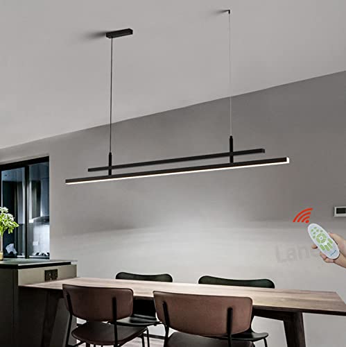 Esstischlampe Pendelleuchte LED Hängelampe Schwarz Esstisch Esszimmerlampe Dimmbar Deckenleuchte Moderne Design Hängeleuchte Höhenverstellbar Pendellampe Wohnzimmer Küchen Büro Hängend Lampen (L120cm) von Lanekd