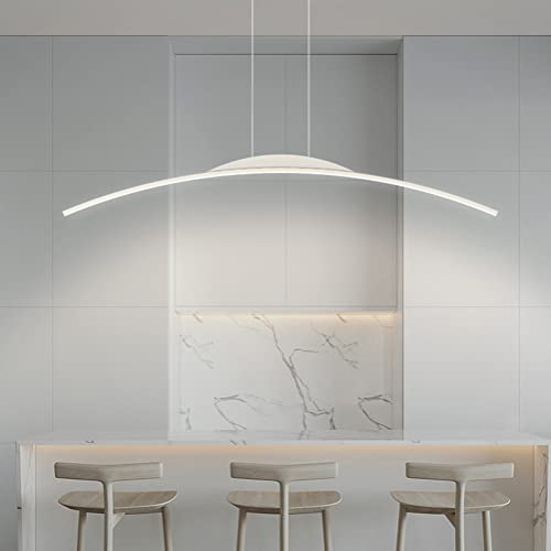 Esszimmerlampe LED Hängelampe Pendelleuchte Esstisch Esszimmer Lampe Wohnzimmerlampe Modern Einfach Linear Hängend Leuchte Dimmbar Hoehenverstellbar für Arbeitzimmer Büro Küche Lampe (Weiß, L120cm) von Lanekd