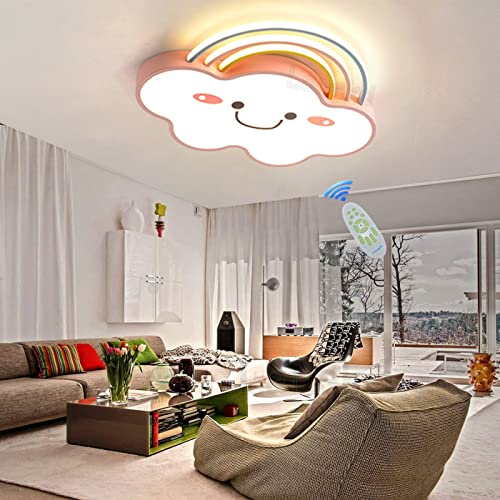 Lanekd Kinderlampen Schlafzimme Deko LED Deckenleuchte Dimmbar Mit Fernbedienung Deckenlampe Moderne Regenbogen Wolken Design Decke Pendelleuchte Für Kinderzimmer Esszimmer Esstisch Hängend Lampen von Lanekd