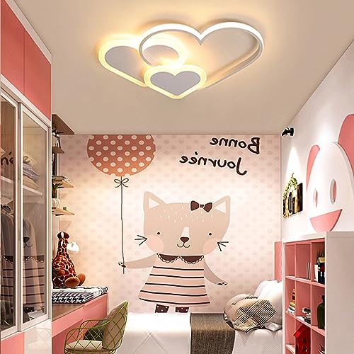 Kinderzimmer Lampe LED Deckenleuchte Schlafzimmer Deckenlampe 3 Herz Design Dimmbar Mädchen Baby Jungen Kinder Lampen mit Fernbedienung Acryl-Schirm Wohnzimmer Esszimmer Esstisch Decke Lampen von Lanekd